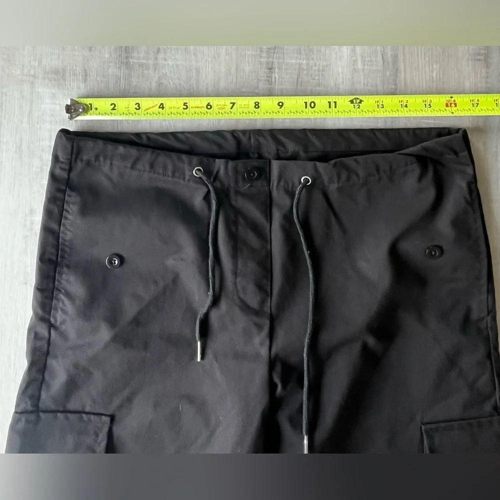 YAHUIUL Black Cargo/Parachute Baggy Low Waist Pants Size XS - Picture 6 of 8